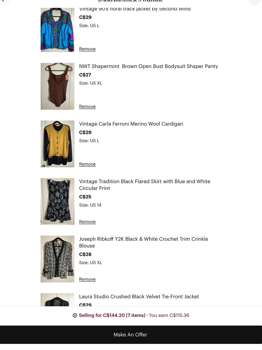 Bundle of jacket, bodysuit, blazer, dress, sweater, blouse and skirt
